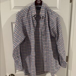 Southern Marsh Performance Men's Plaid Checkered Button Up Shirt Blue Orange Red